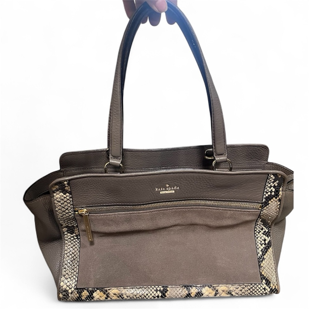 Kate Spade Snakeskin Gray Leather & Suede Crossbody / Shoulder Bag